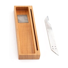 Left-Handed Steel Cutter - Pencil Sharpener - Set of Blade and Sharpening Box with Whetstone - Handmade in Tsubame-Sanjo, Japan