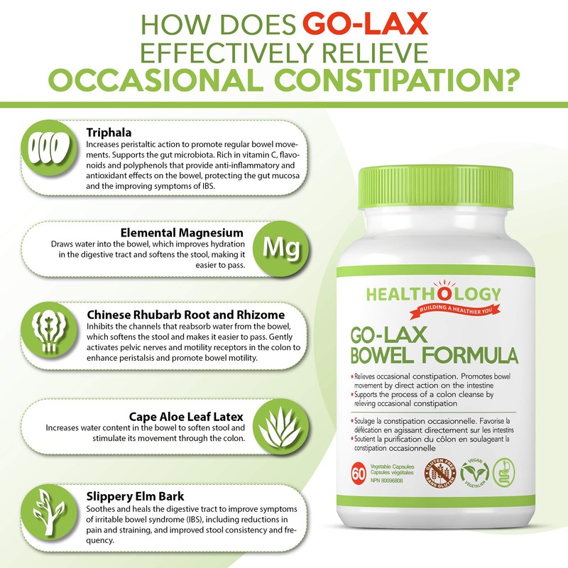 HEALTHOLOGY HEALTHOLOGY Go-Lax, bowel Formula, natural Laxative, Effective Constipation Relief