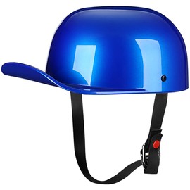 Yesmotor Baseball Motorcycle Helmet Half Cap for Bike Cruiser Chopper Moped Scooter- Dot Approved (Blue, XL)