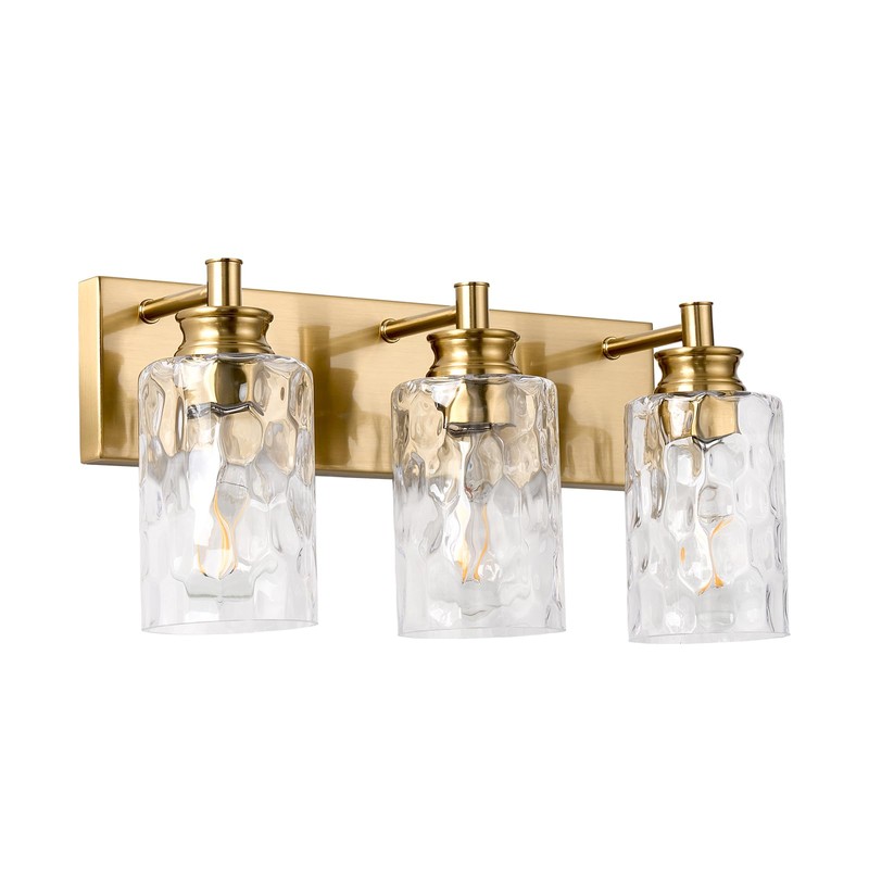 AMRUIPO 3 Light Bathroom Vanity Light Modern Brushed Gold Bathroom