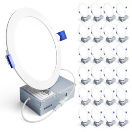 Ensenior 24 Pack 6 Inch LED Recessed Ceiling Light, Dimmable, 5000K Daylight, 1050LM 12W 120V, High Brightness Canless Wafer Downlight - ETL&FCC&IC