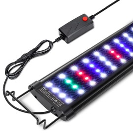 AQQA Aquarium Light,Full Spectrum LED Fish Tank Lights,12"-54" Adjustable Multi-Color White Blue Red Green LEDs with Extendable Brackets,14W-31W for Freshwater Plants (31W (48"-54"))