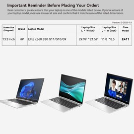 Smatree 13.3 inch Anti-Shock Laptop Sleeve Case for HP Elite x360 830 G9/G10, ENVY x360 13-bf0797nr, Dragonfly G3/G4, Tailored Fit, Water-Resistant, Black