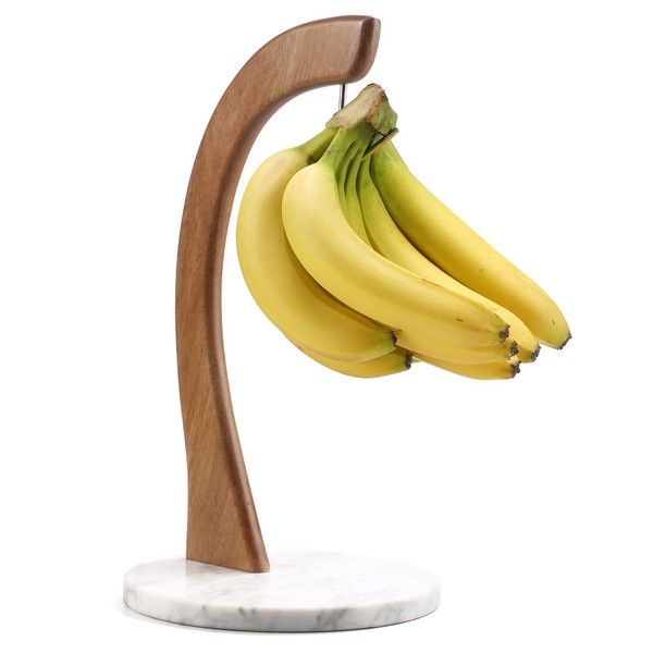 everous Banana Holder, Marble Banana Stand With Stainless Steel Hook