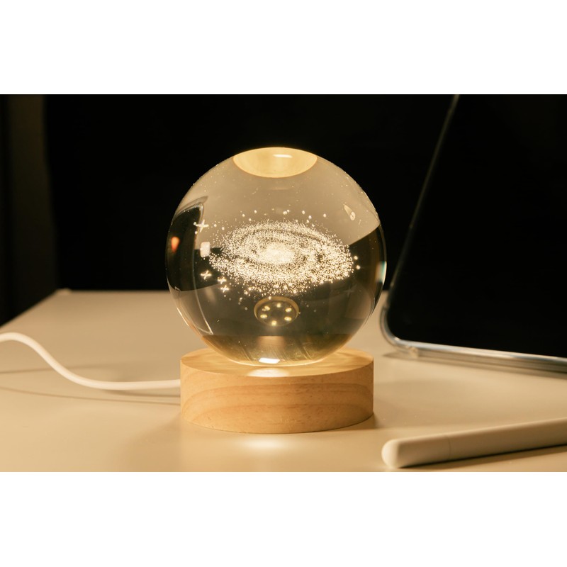 PENTBURG Crystal Ball Lamp, Luminous Solar System/Galaxy Crystal Table Light
