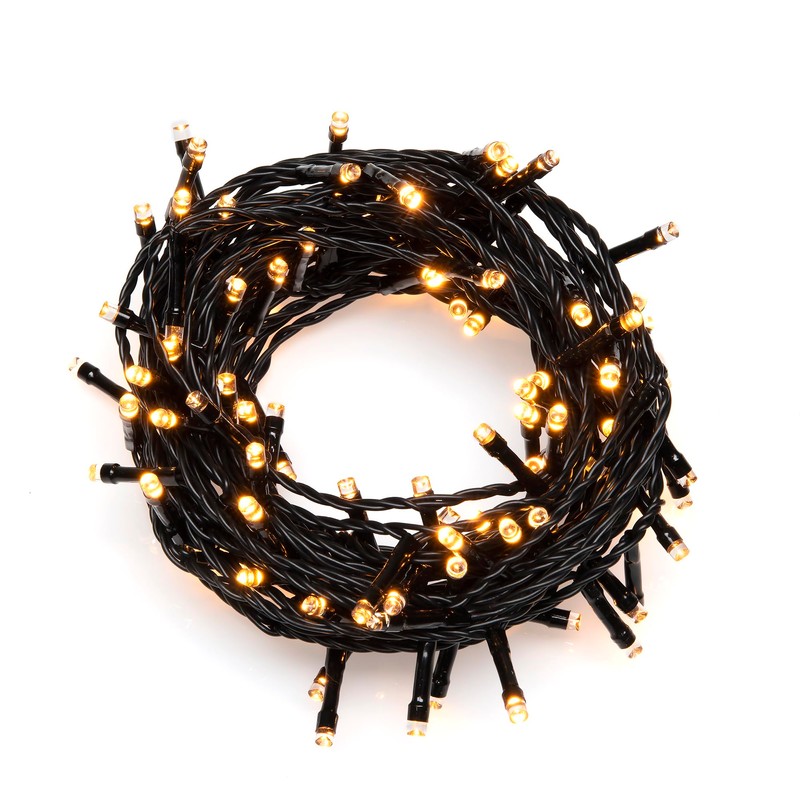 Konstsmide LED Lichterkette, mit Glimmereffekt, 160 bernsteinfarbene Dioden (80 glimmend),