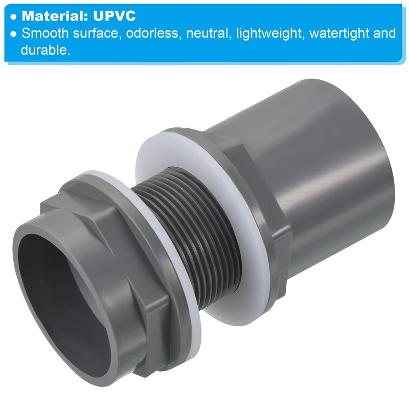 PATIKIL PVC Water Tank Pipe Fitting 1-1/2" ID DN40, Straight