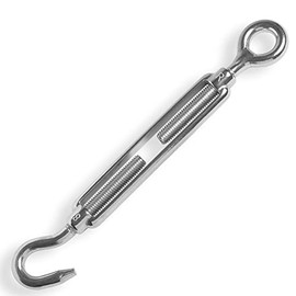 Turnbuckle 8 mm [Pack of 2] with Open Shape C Eye / Hook Stainless Steel V4A AISI 316 HEAVYTOOL®
