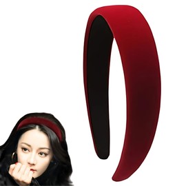 Chicer Headband (Velour) Wide Headband Women's Cute Korean Formal No Pain (Burgundy , Free)