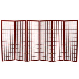 4 ft. Short Window Pane Shoji Screen - Rosewood - 6 Panels