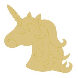 Unicorn Head Design by Lines Cutout Unfinished Wood Mystical Theme Kids Nursery Decor Door Hanger MDF Shaped Canvas Style 5 (6")