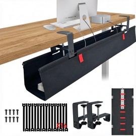 AVEKO No Drill Under Desk Cable Management Tray, 36" Desk Cable Organizer
