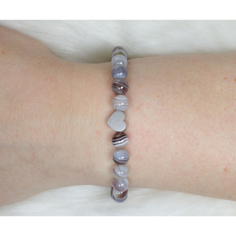 Genuine Botswana Agate Gemstone Bracelet with 6 mm Beads and
