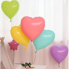 10 Pack 18" Star Heart Film Balloons Macaron