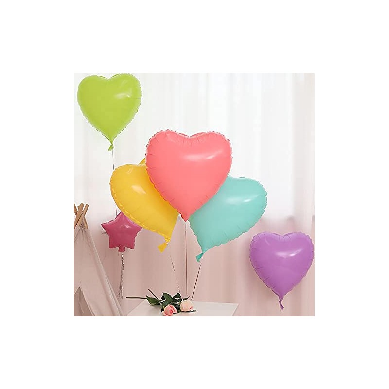 10 Pack 18" Star Heart Film Balloons Macaron