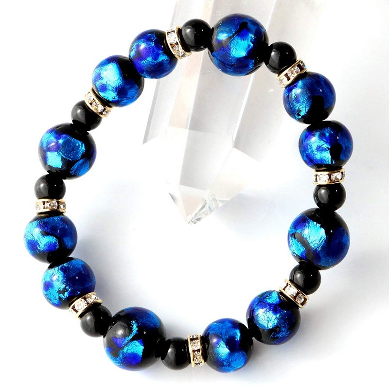 GOLD STONE Firefly Glass Blue Bracelet, Okinawa Power Stone, Inner