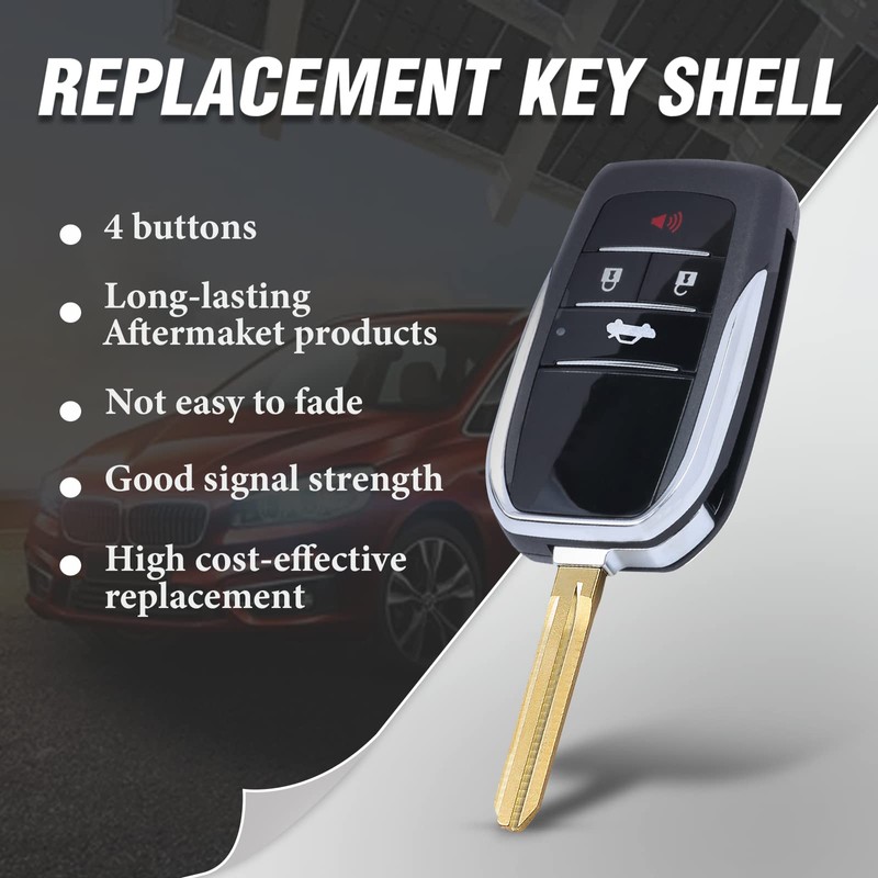 Keymall Modified Upgraded Flip Key Shell Case Replacement for Toyota