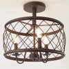 Dia15.57 Inch Trellis Cage Semi Flush Mount Ceiling Light -