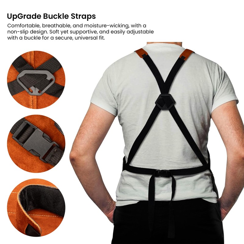 MAALIKPRO Leather Welding Work Apron with 9 Tool Pockets (Brown)