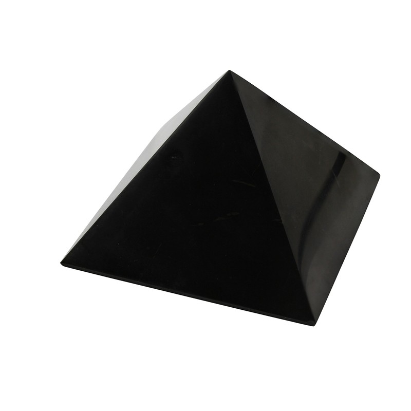 Shungite Pyramid Polished Natural Stone Chakra Crystal Healing Energy Karelia