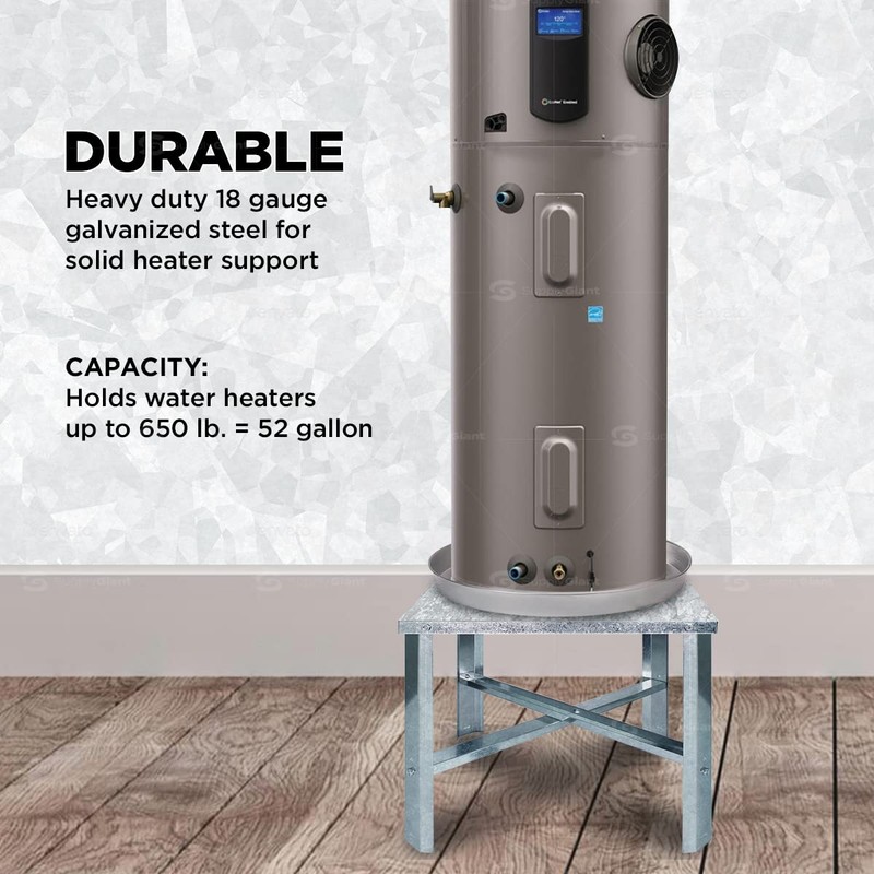 Everflow GWHS24 Water Heater Stand, Galvanized Steel, Chrome 24 in.