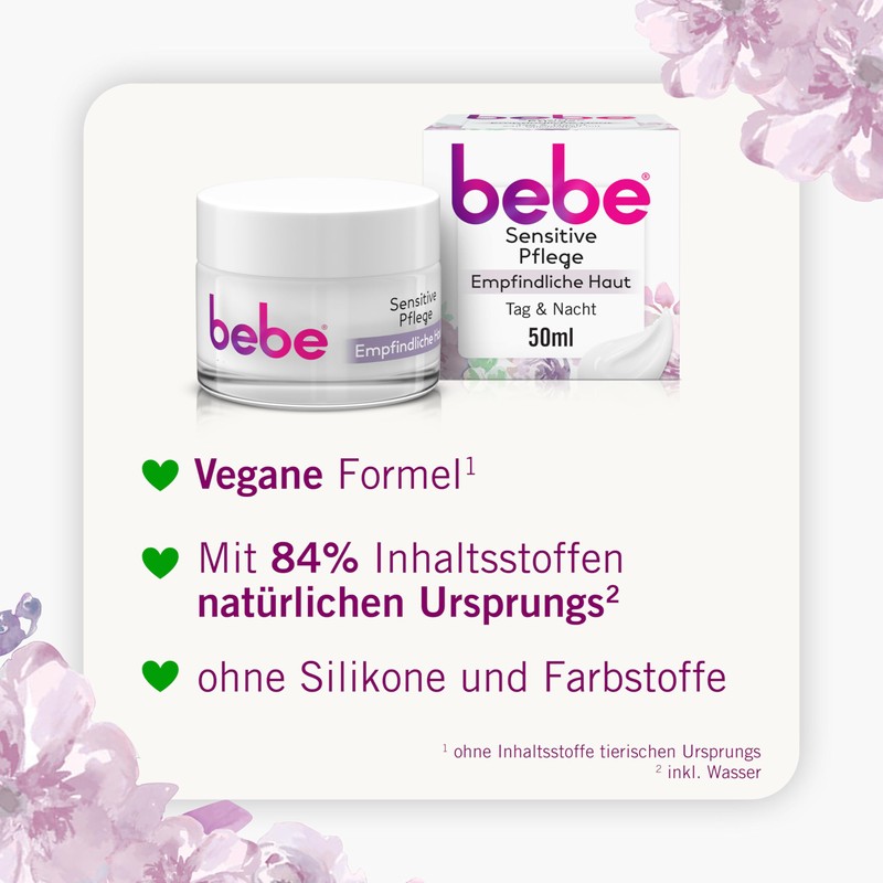bebe Sensitive Care 50 ml, Moisturises 24 Hours for Sensitive