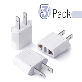 Bates- Europe to US Plug Adapter, 3 Pack, European to US Plug Adapter, EU to US Plug Adapter, Adapter Europe to USA, Plug Adapter European to American, European to American Plug Adapter, US Adapter