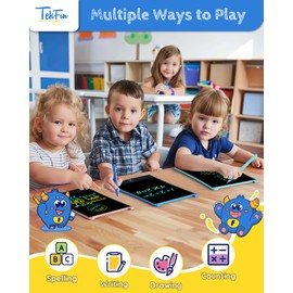 TEKFUN 8.5in 2 Pack LCD Writing Tablet for Kids Coloring Doodle Board Magic Drawing Pad for Kids with Anti-Lost Stylus, Car Trip Educational Toys Birthday Gift for 3 4 5 6 7 Kids Girls Boys Toddlers