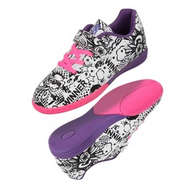 brooman Kids Indoor Soccer Shoes Boys Girls Futsal Soccer Shoes (1,Fuchsia/Purple)