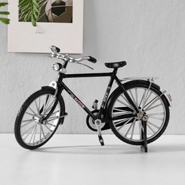 JIALINXIA Miniature Bicycle Sculpture Desk Decor, Metal Art Home Accessories, Classic Bike Models, Travel Themed Metal Ornaments, Earth Alloy Finger Bike, Desk Accessories Collection (Black)