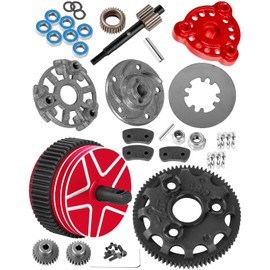 RCHuiWow RC Gears Upgrades Part for 1/10 Slash/Stampede/Bandit/Rustler 2WD VXL,Diff Transmission Gear &48P 76T w/25T 27T Pinions &Pressure Plate &Slipper Clutch &Slipper Rebuild Kit Hops Up,Red