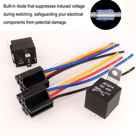 Gebildet 2pcs JD1914 Car Relay Harness 12V 40A 4 Pin SPDT 12AWG Harness Sockets with Built-in Diode for Automotive Truck Van Motorcycle Boat