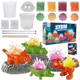 Giugio Crystals Growing Experiment Set, 4 Colours Dinosaur Crystals Experiment Box, Waxing, Growing Scientist Toy Gifts, Crystals Grow Yourself for Children from 5-12 Years