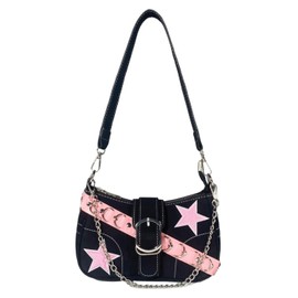 Gleease Cute Purses Small Shoulder Bag Black Y2k Shoulder Purse For Women Mini 90s Fashion Star Purses Vintage (Pink)