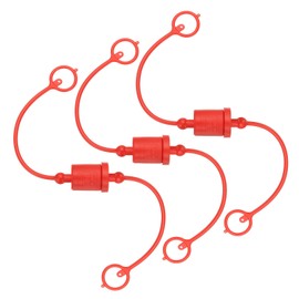 PATIKIL 3/8" ISO-A Hydraulic Coupler Male Dust Cap and Female Plug Cover, Set of 3 Rubber Quick Disconnects Port Plug Cover Fittings Red Cap with Retention Ring