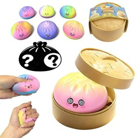The squeezable Colorful Dumpling,Dumpling Squishies Random Color, Stress Relief for Adults、Anxiety Relief、Focus Improvement、Desktop Decoration(1PCS&Blind Box Version)