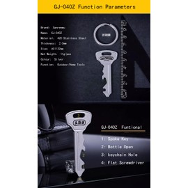 Sanrenmu Keychain EDC Multi Tools Kit with Nail Puller Bottle Opener Spoke Key Flat Screwdriver Pry Bar Box Opener