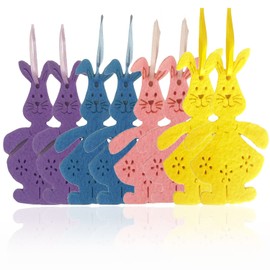 AKH® 8 Psc Easter Felt Hanging Bunnies | Pastel Colours | Easter Bunny Hanging Felt Decoration | Easter Ornaments for Tree | Easter Party Home Door | For Kids Adults Easter Craft Hanging Decoration