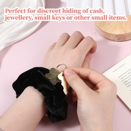 Giantree 4 Stück Haargummis Damen, Haargummis mit Geldversteck, Haargummi Mit Reißverschluss Scrunchies Samt Reise-Gadgets für Frauen Haargummibeutel mit Reißverschluss für Mädchen und Damen