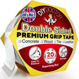 DIY Doctor Heavy Duty Double Sided Tape 21mm x 20m Strong Adhesive No Residue for Carpets