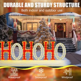 Tuanse Lighted Christmas Sign Outdoor Decorations Light Up Christmas Yard Sign 24” Tall LED Xmas Metal Letters with Light Display 100 Warm White Lights for Holiday Outdoor Lawn Garden Decor (Hohoho)