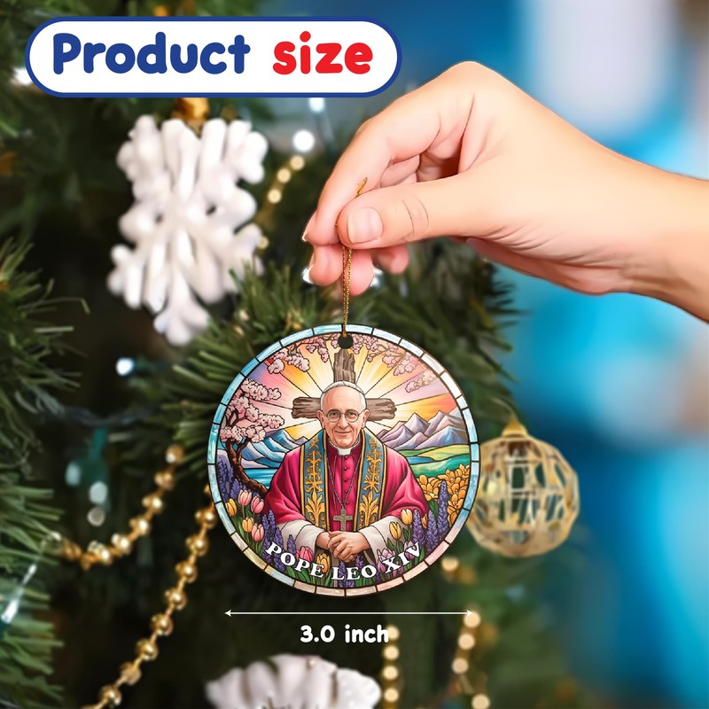 Pope Leo XIV Inauguration Acrylic Ornament, 3-Inch, 3mm, Catholic Faith
