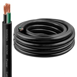 6/3 SOOW Wire 10FT, 6 AWG 600V SOOW Bulk Cable, 6 Gauge 3 Conductor Portable Power Cable, Extension Cord for Welder,Generator,Portable Light,Circuits,EV Car Charger,Motor Lead