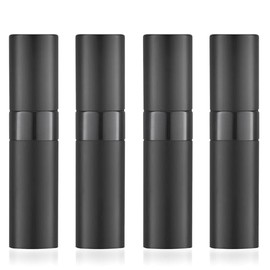 8ML Refillable Perfume Spray Bottles - Travel Atomizer Set with Removable Inner Bottle, Portable Leak Proof Lightweight Sprayer for Fragrances, Essential Oils (Matte Black 4 Pack)
