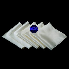 MDS - Juego de 25 servilletas de satén cuadradas de 12 x 12 pulgadas, pañuelo liso para bodas, baby shower, cumpleaños, fiesta, hogar, banquetes, decoración de mesa de comedor, color marfil