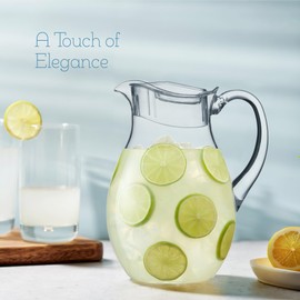 MosJos Acrylic Pitcher (72 oz), Clear Plastic, Water Pitcher with Lid, Shatterproof, BPA-Free Clear Pitcher, Ideal for Sangria, Lemonade, Juice, Iced Tea & More (Basic)