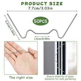 Pack of 50 Clips for Greenhouse Panes, Greenhouse Clips, for Greenhouse Panels, Hollow Panel Panels, Glass House, Brackets Greenhouse