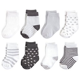 Touched by Nature Unisex Baby Organic Cotton Socks, Charcoal Stars, 6-12 Months
