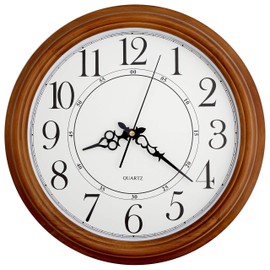 JUSTIME 14 Inch Quality Solid Wood Silent Non-Ticktack, Glow in Dark Wall Clock, Home Décor (WW810VW-A Walnut)
