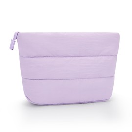 Twofold Makeup Bag, Small Makeup Organizer Bag for Travel, Portable Cosmetic Bag, Wide Open Toiletry Bag for Women, Cute Makeup Pouch Storage, Purple